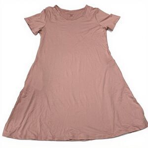 Light Pink Oversized T-shirt Dress with Pockets